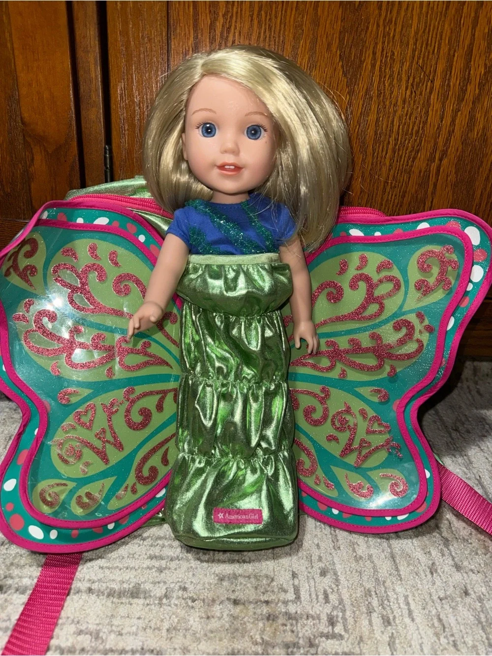 American Girl Wellie Wishers Butterfly backpack (can carry doll)